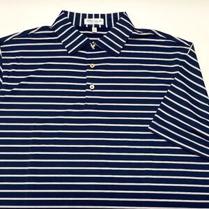 Peter Millar Navy and White Striped Polo Shirt